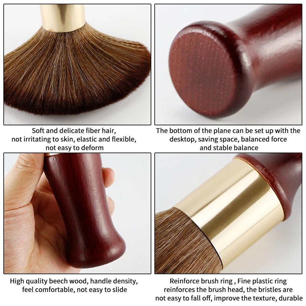 

Hairdressing Barber Hairbrush Wooden Handle Salon Portable Beard Neck Duster Makeup Face Cleaning Home Soft Cutting Sweep
