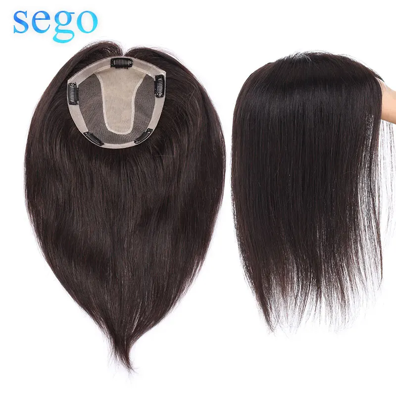 SEGO, 15x16 см, 10 дюймов-22 дюйма, прямые шелковые волосы на основе, шиньон для парика, шиньоны для женщин, Remy человеческие волосы для женщин