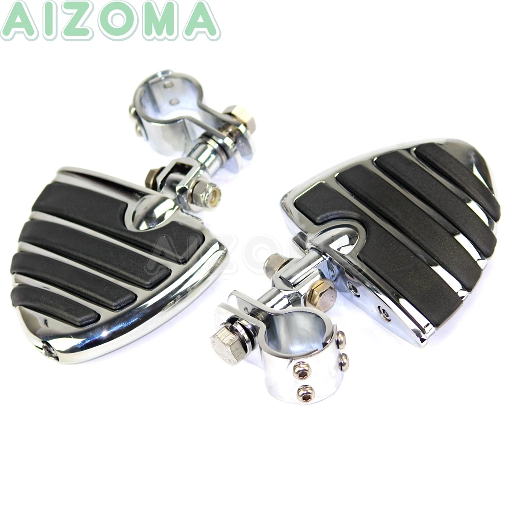 Universal Motorcycle Driver Rider Footpegs Wing Footrests w/ Mount Clamp For Harley Sportster Suzuki M109R M90 Honda Shadow 750 |
