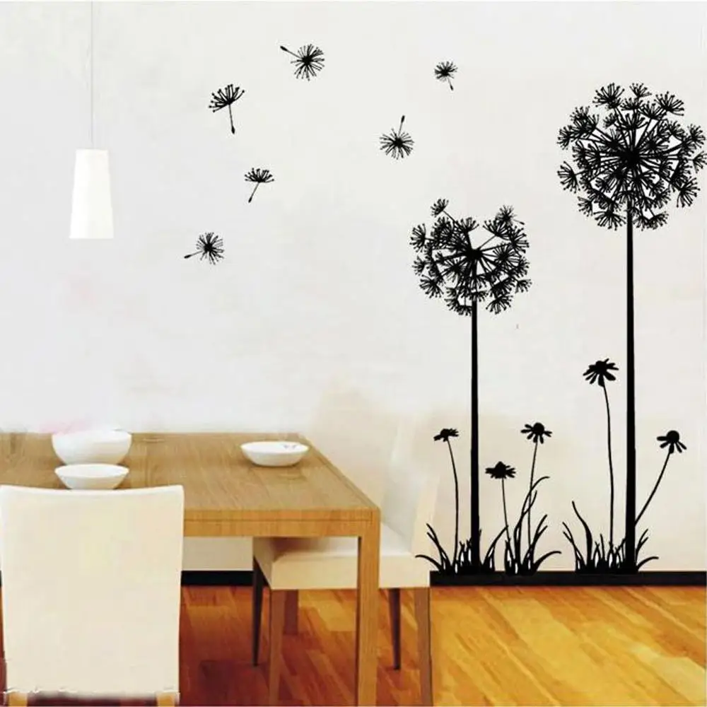 

Hot black dandelion sitting room bedroom wall stickers household adornment Wall Stickers on the wall