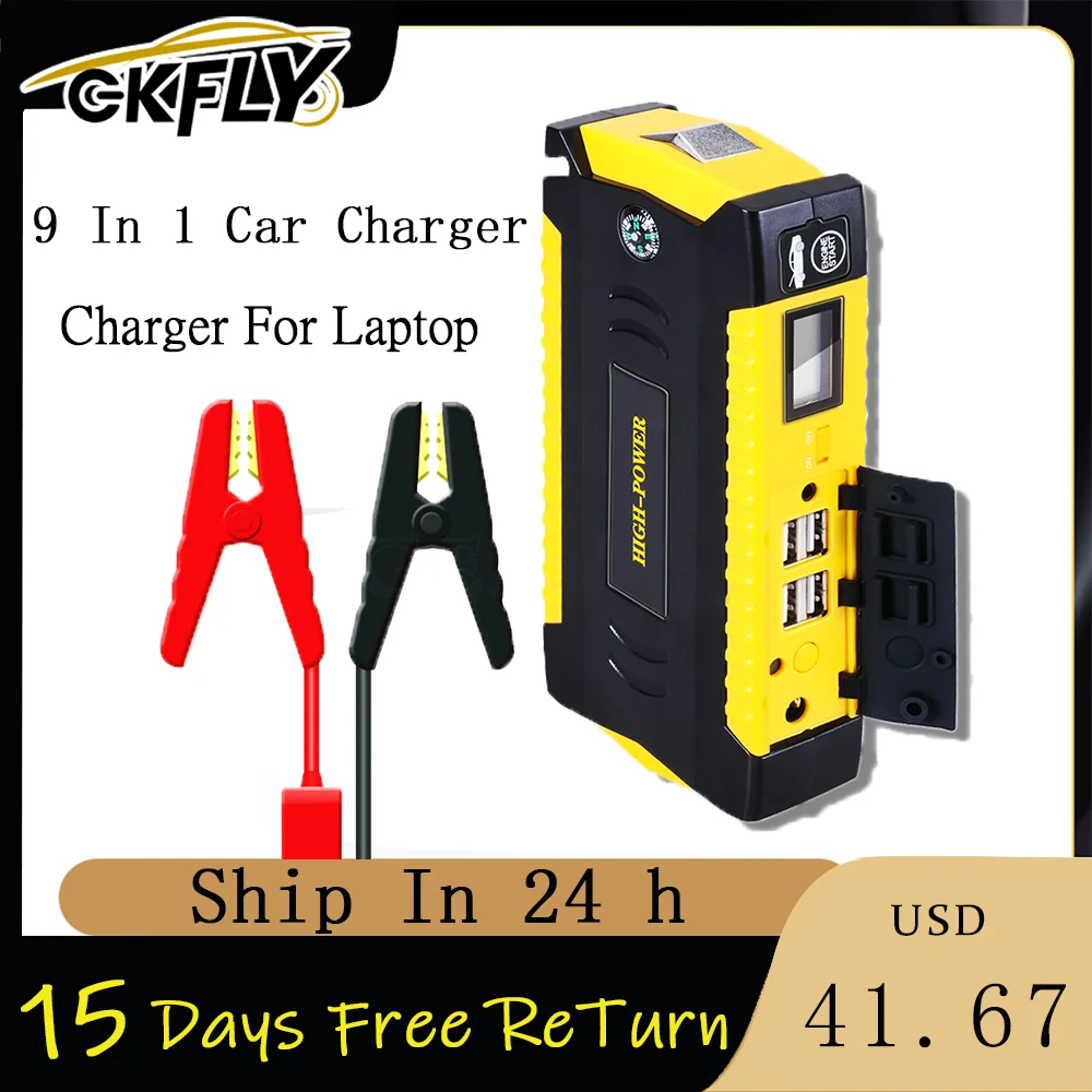 

GKFLY Portable Jump Starter 12V Charger For Car Battery 16000mAh Booster Petrol Diesel Starting Device Cables Power Bank
