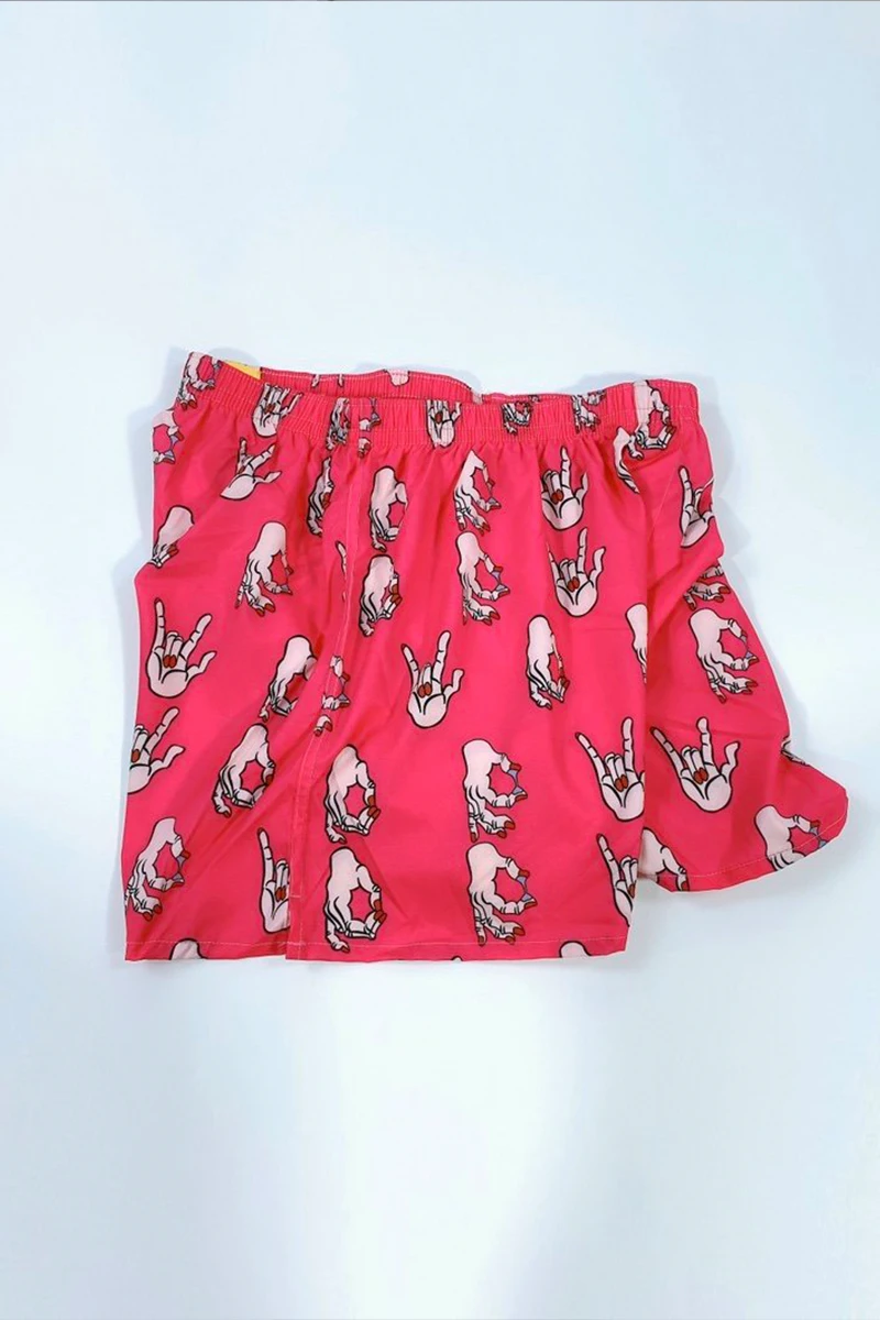

FR2 pop rabbit gesture pattern beach pants boys and girls trend loose home pants shorts summer thin pants