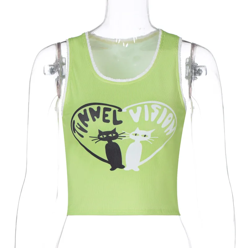 

2021 spring and summer women's new tight navel vest fashion casual round neck sleeveless bottomcoat