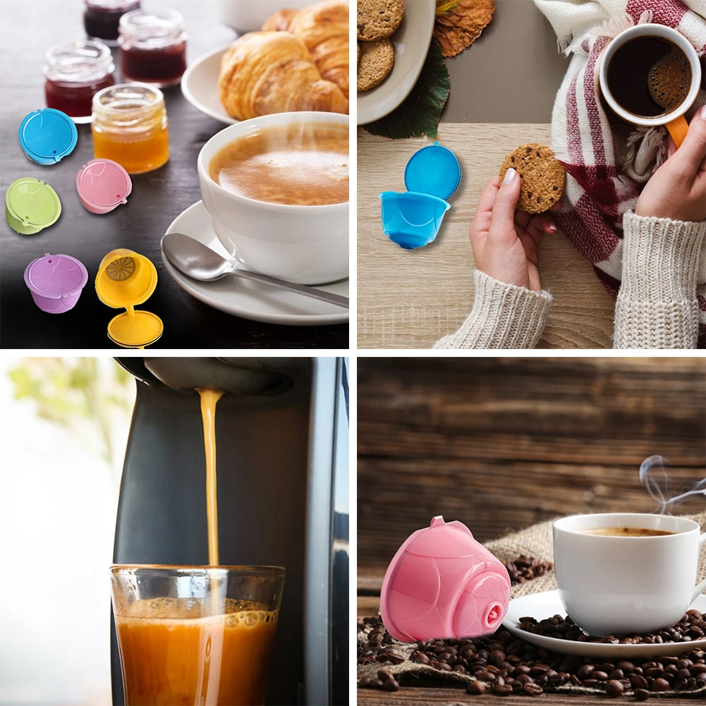 

Reusable Coffee Capsule Filter for Nescafe Dolce Gusto Refillable Coffee Machine Cup Holder Pod Strainer with Spoon Brush Filter