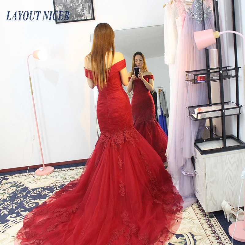 WY02 Vestidos de fiesta largos elSatin с открытыми плечами Robe De Soiree красное вечернее платье Русалка цветочный принт торжественное платье