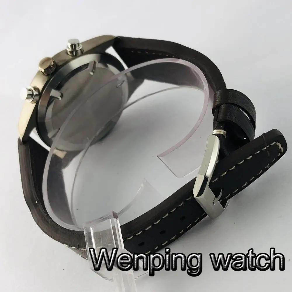 Corgeut 41 мм часы хронограф с медным покрытием чехол циферблатом Дата Неделя