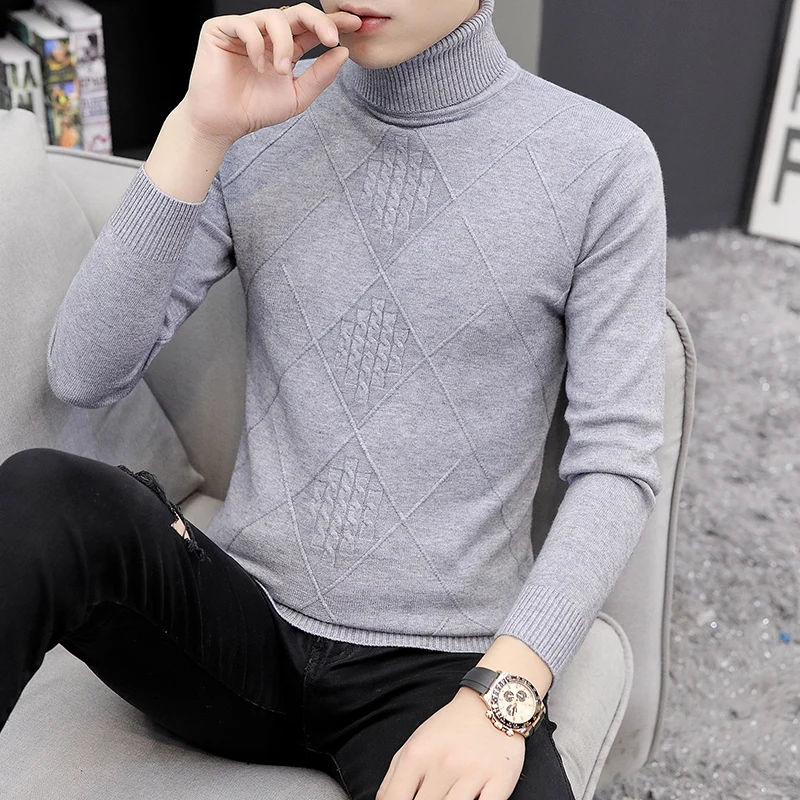 2019 Zongke Thick Turtleneck Men Sweater Turtle Neck Pullover Coat Autumn Winter Man Sweaters Pull Clothes 2XL |