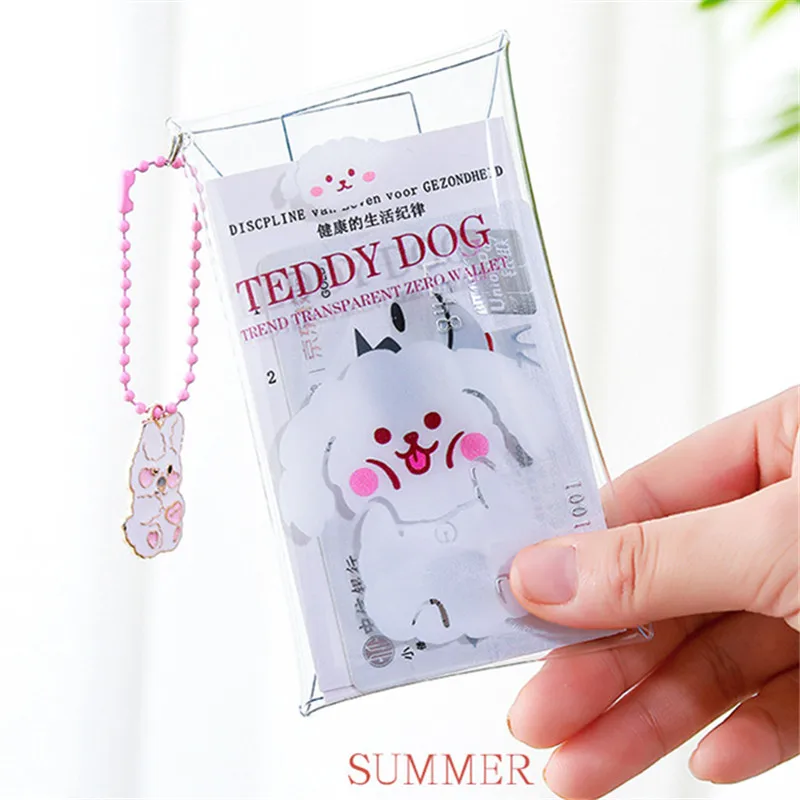 Яркий прозрачный кошелек с медведем маленький для ключей портативный мини