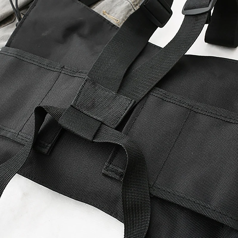 

Adjustable Black Vest Hip Hop Streetwear Functional Harness Chest Waist Pack Chest Bag Fashion Nylon