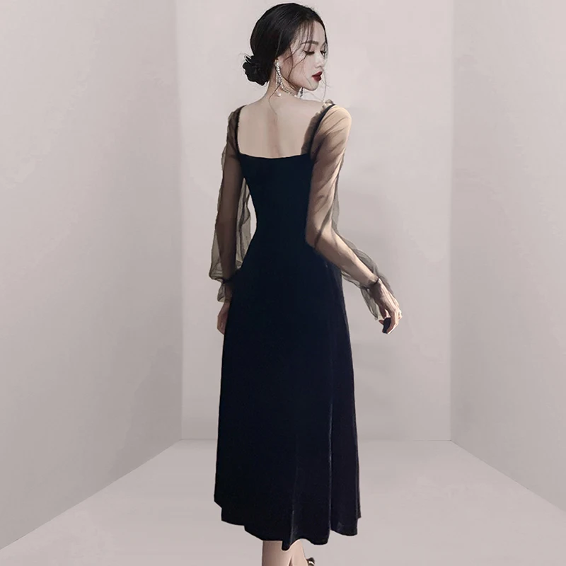 

COIGARSAM Women Long dress New Spring Dresses Black 369