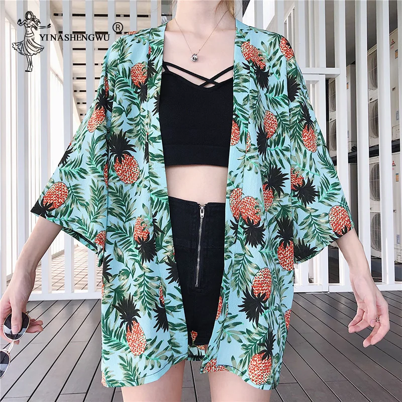 

Summer Beach Vacation Japanese Kimonos Woman Yukata Haori Coat Samurai Couple Clothes Japan Harajuku Tops Cardigan Asian Costume