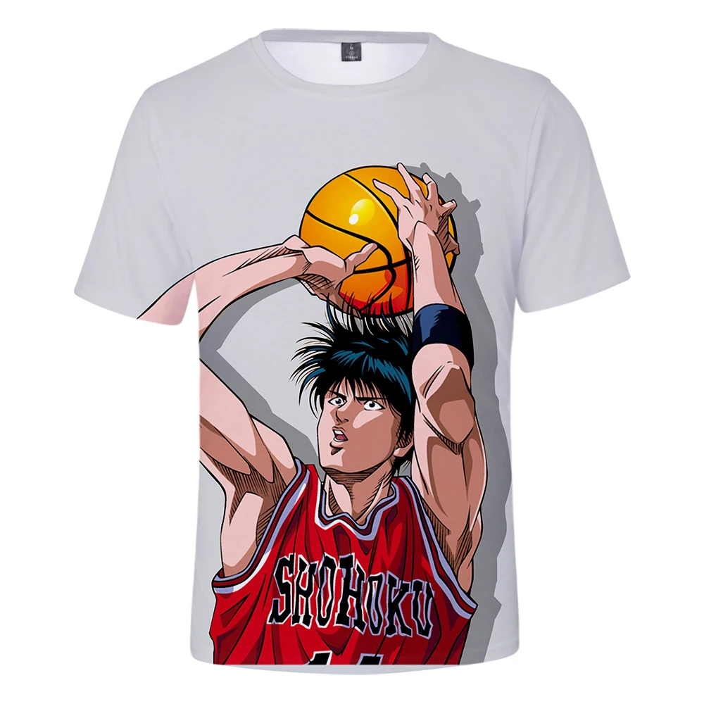 Модная белая футболка с 3D принтом Классическая аниме Slam Dunk для мужчин и женщин