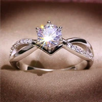 luxury cross design womens ring fashion versatile female accessories fine crystal cz wedding band eternity rings jewelery gift