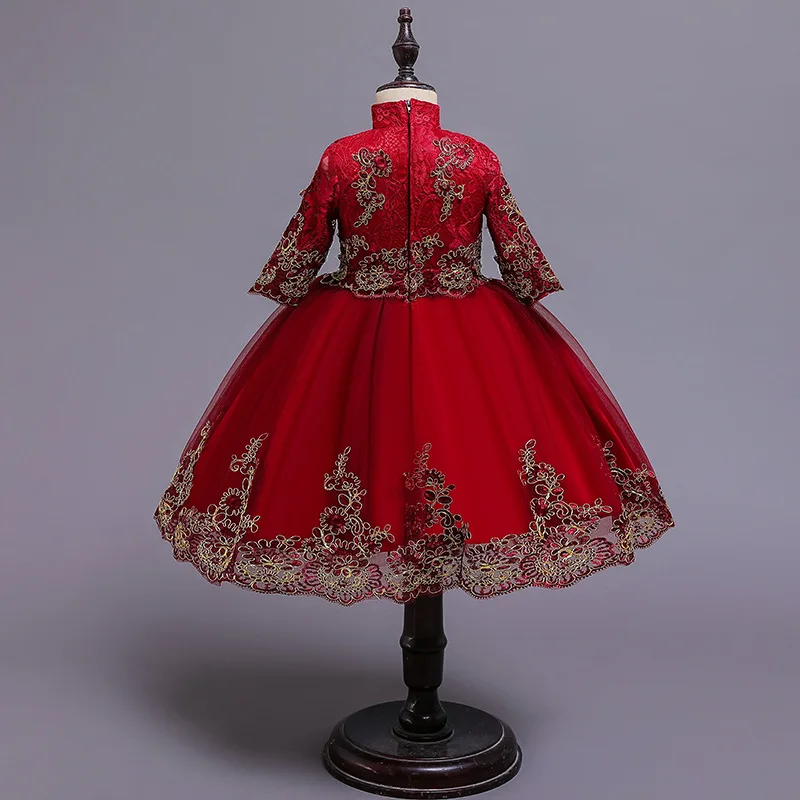 Рождественское платье для девочек 2-12 лет кружевное праздничное принцессы без