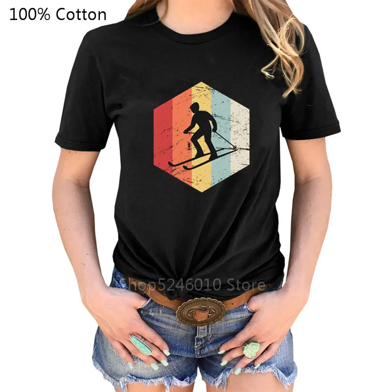 Женские топы для приключений Ретро стиль 70s зимняя спортивная Лыжная футболка
