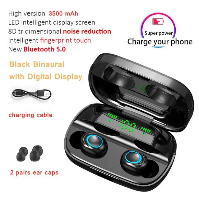 EastVita S11 TWS Wireless Bluetooth Earphone Sport Earbuds Built in Microphone with 3500mAh Power Bank r35 | Электроника
