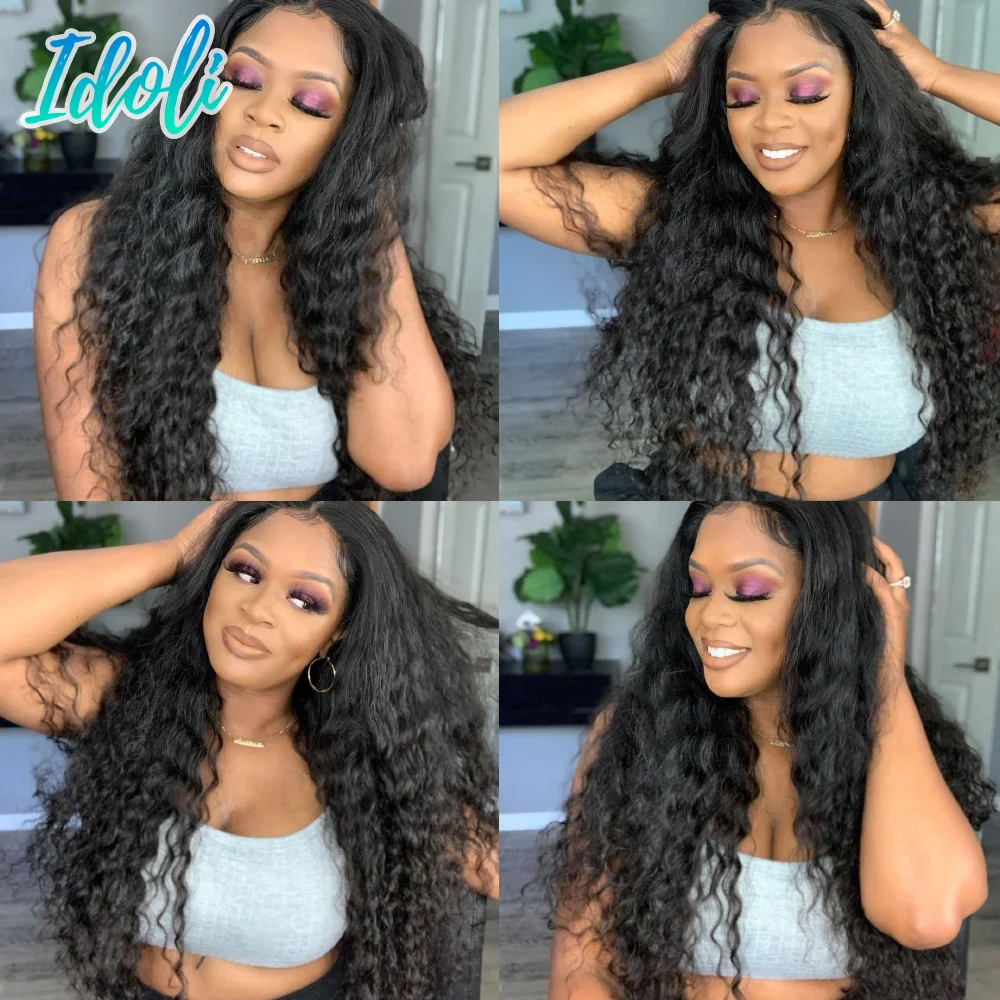 Человеческих волос глубокая волна фронтальной парик 13x4 Синтетические волосы на