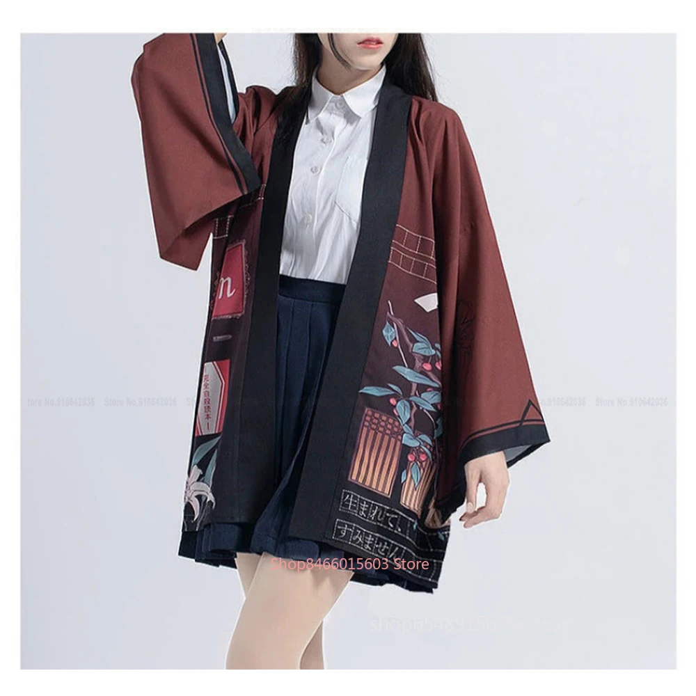 

Men Women Harajuku Japanese Style Kimono Haori Cardigan Anime Bungo Stray Dogs Dazai Osamu Cosplay Costume Yukata Tee Tops Shirt