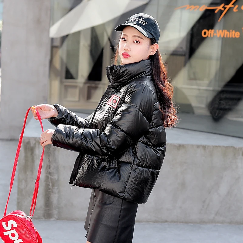 Новые яркие зимние куртки для женщин носящие черные Серебряные хлопковые