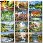 Полноразмерный квадратныйкруглый Фотофон с изображением озера и леса 5D, бриллиантовый фотографический подарок для домашнего декора