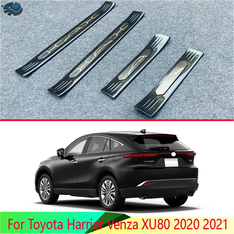 

For Toyota Harrier Venza XU80 2020 2021 Stainless Steel Ouside Door Sill Panel Scuff Plate Kick Step Trim Cover Protector