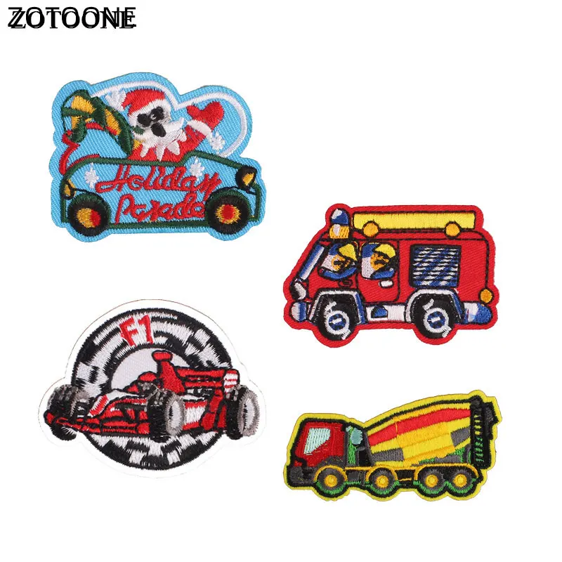 

ZOTOONE Iron on Cartoon Car Patch for Clothing Sticker for Kids Heat Transfer Diy Applique Embroidered Applications Fabric G