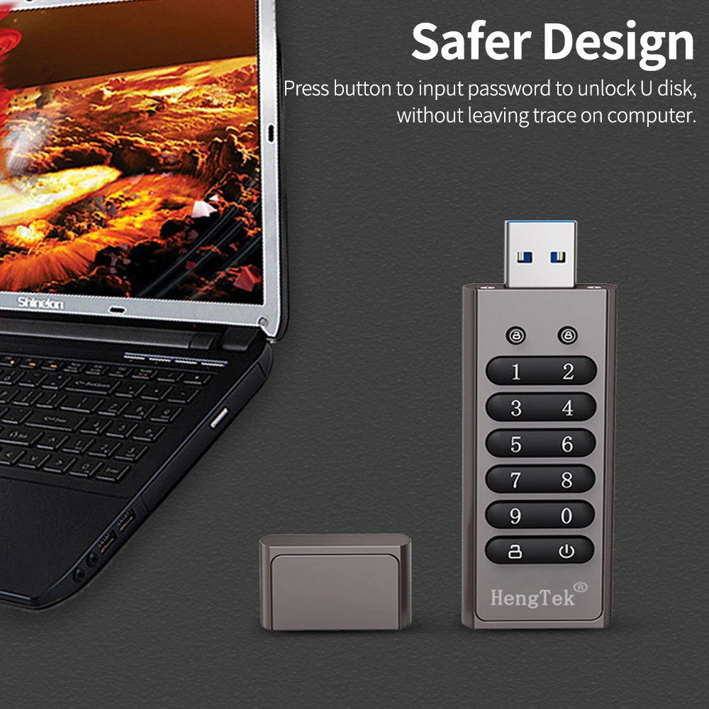 USB-накопитель с шифрованием 256 ГБ бит функцией сброса/протирания/автоблокировки |