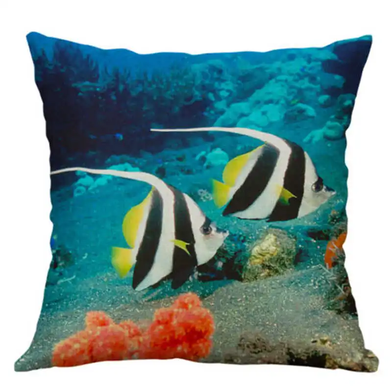 Морская наволочка для подушки декоративная с животными домашняя льняная дивана