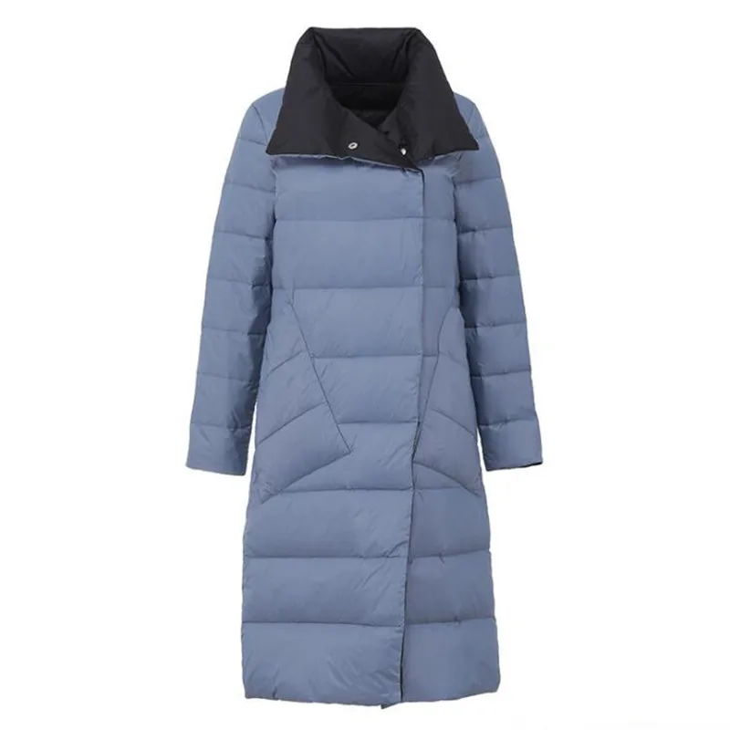 Классическая Женская двухсторонняя пуховая длинная куртка 2019 зимнее пальто с