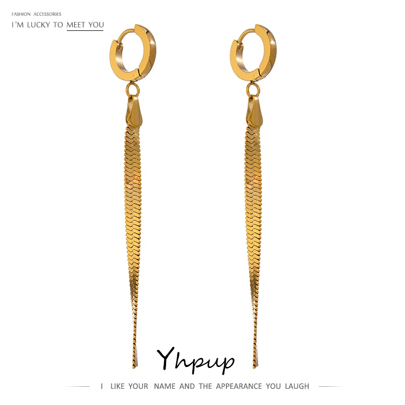 Висячие серьги Yhpup из нержавеющей стали с длинными кисточками темпераментные