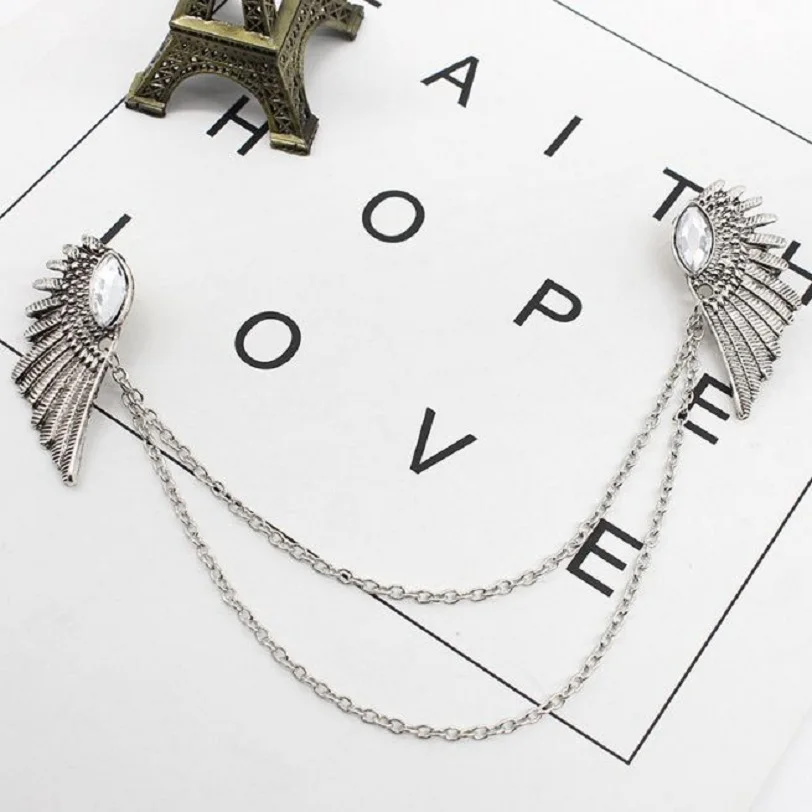 Лидер продаж ретро Хрустальная брошь Крылья ангела булавка для воротника