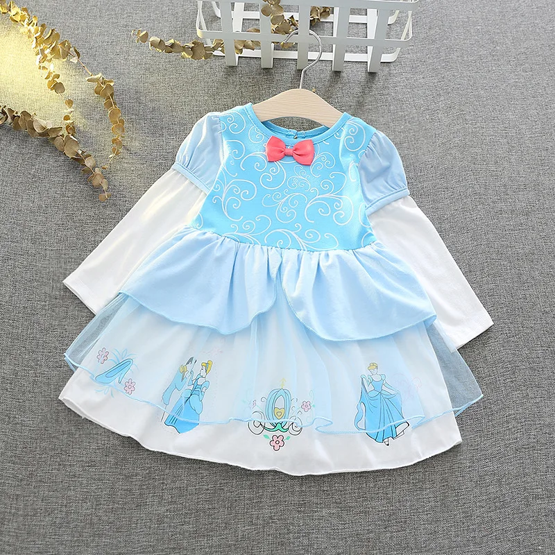 D1953-Blue Платья для маленьких девочек; весенние вечерние платья Белоснежки и Эльзы; костюм на Хэллоуин; детское платье принцессы Анны для костюмированной вечеринки; Vestidos От 2 до 6 лет - Цвет: D1953-Blue