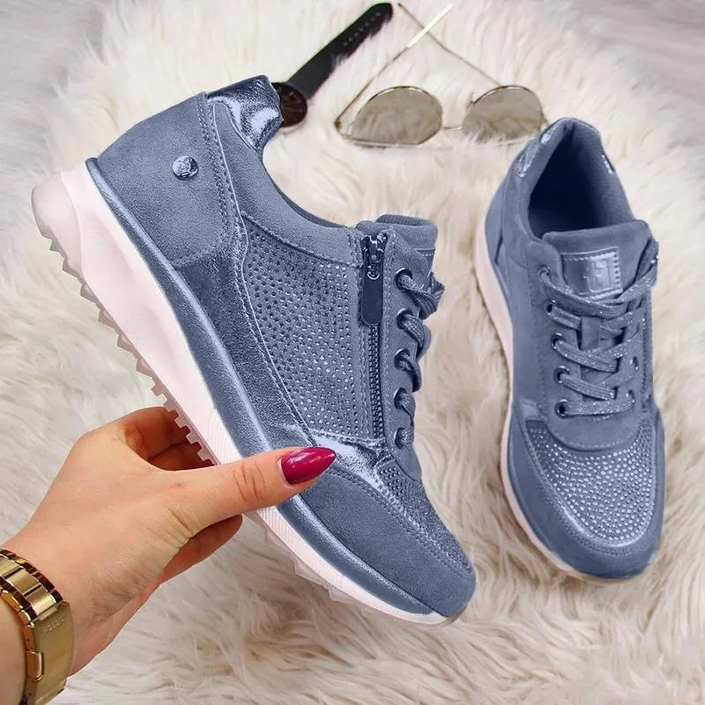 

Women Casual Shoes 2020 Fashion Wedge Flat Shoes Zipper Lace Up Comfort Ladies Sneakers Female Vulcanized Shoes zapatillas mujer