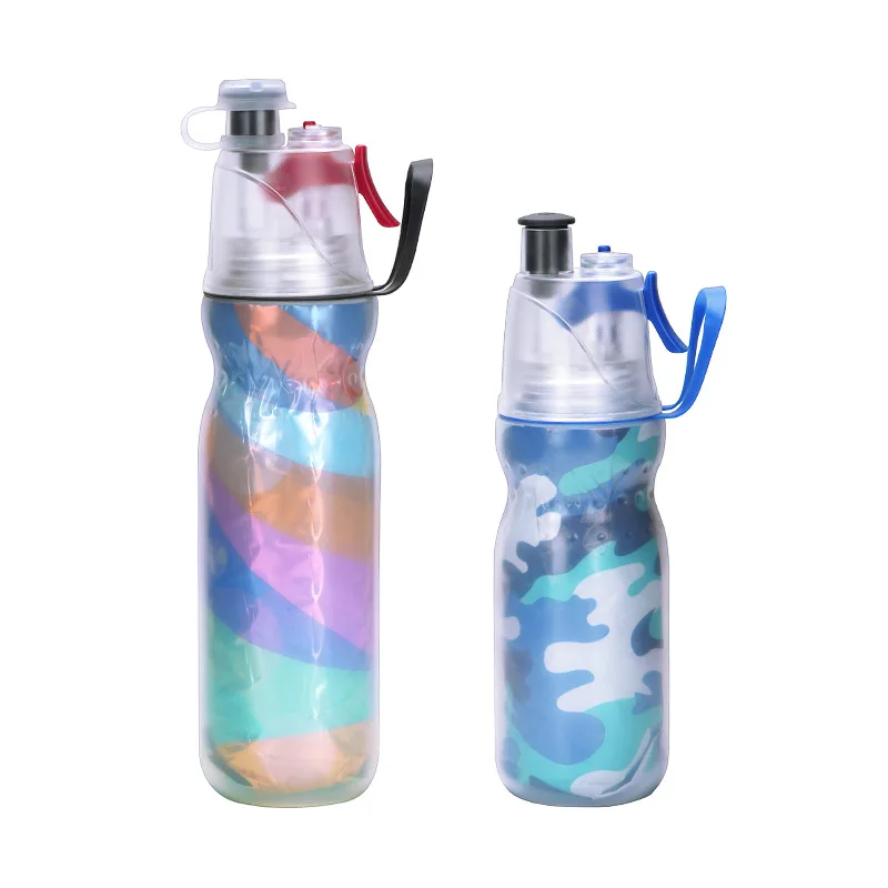

New Sports water bottle Outdoor creative spray with leak proof portable drinking cup Plastic bottle for gym straw bicycle Of Cup