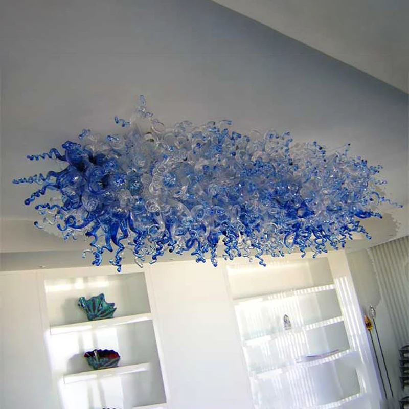 

Blue Glass Art Ceiling LED Light Luxury Style Hand Blown Glass Ceiling Lamp