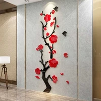 3 size multi pieces plum blossom flower pattern 3d acrylic decoration wall sticker diy wall poster home decor bedroom wallstick