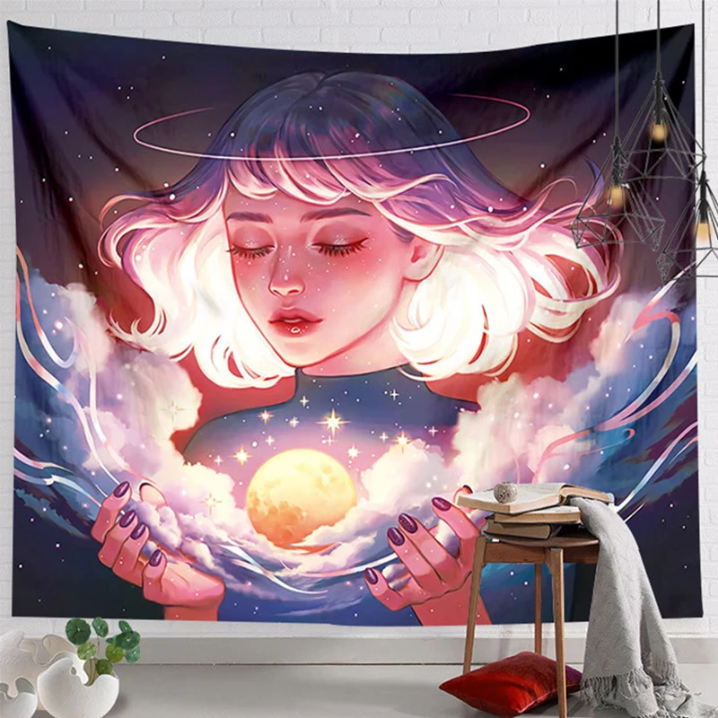 

Ashou Pink Tapestry Kawaii Decor Girl Room Decoration Wall Tapestry College Dorm Wall Hanging Anime Art Cute Tapestry Decoration