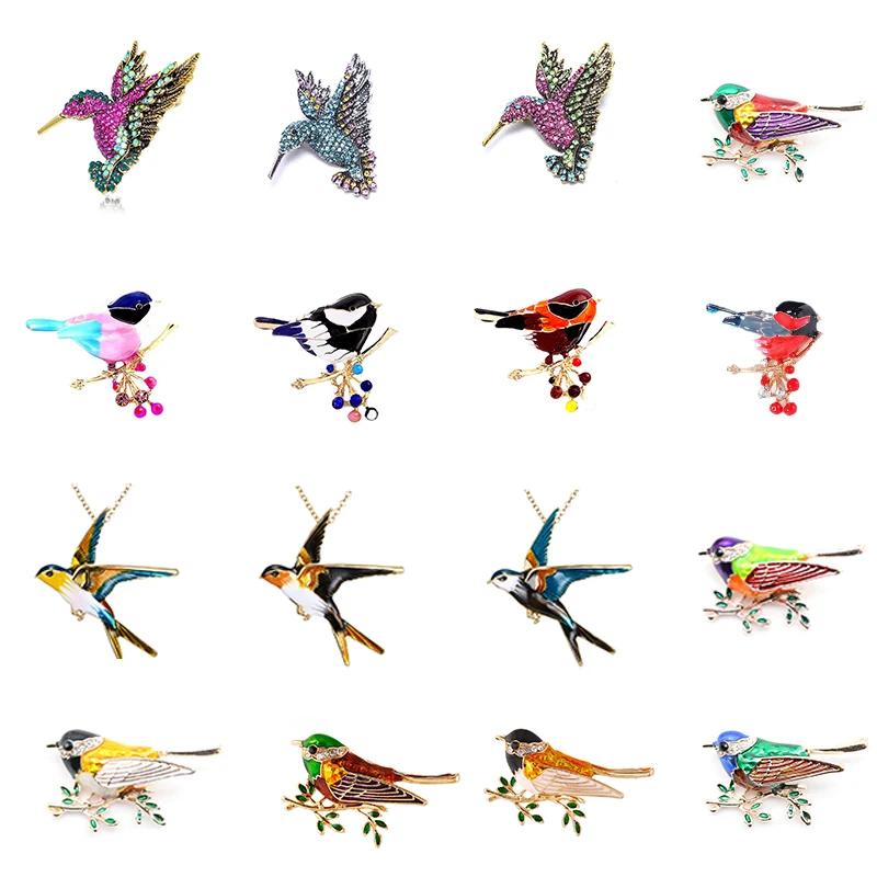 Cute Flying Animal Bird Brooch Black Enamel Swallow Brooches For Women Fashion Hummingbird Denim Jackets Accessories | Украшения и