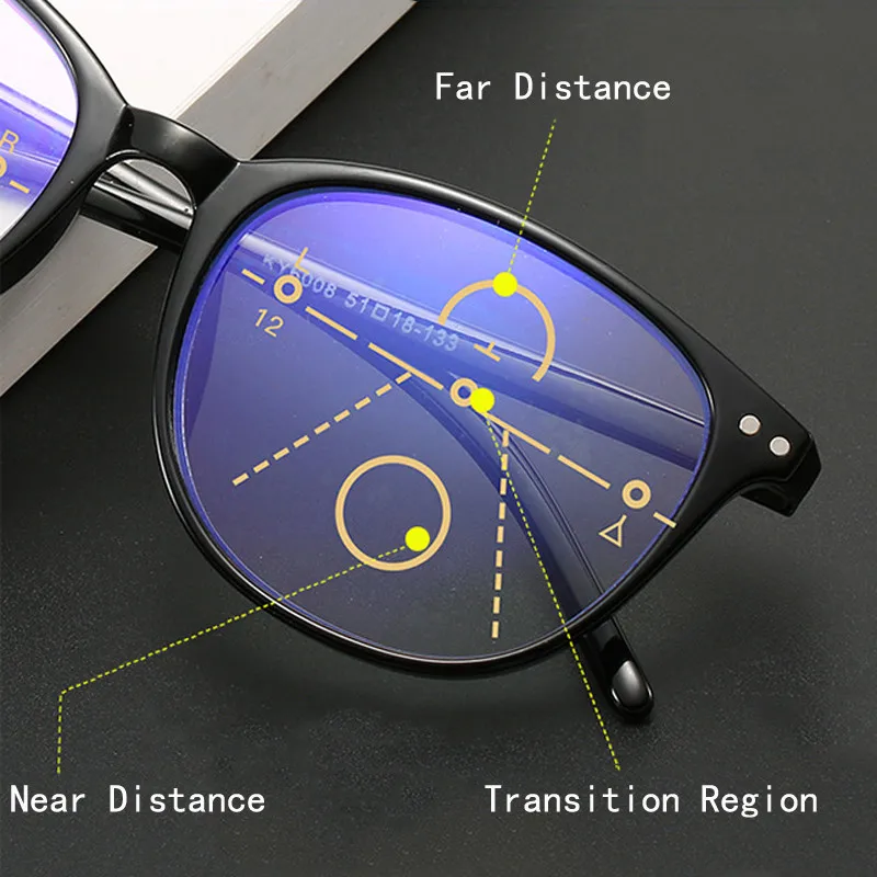 

Anti-blue Light Progressive Multifocal Reading Glasses Women&Men Classic Oversize Frame Presbyopic Glasses With +1.0to+4.0
