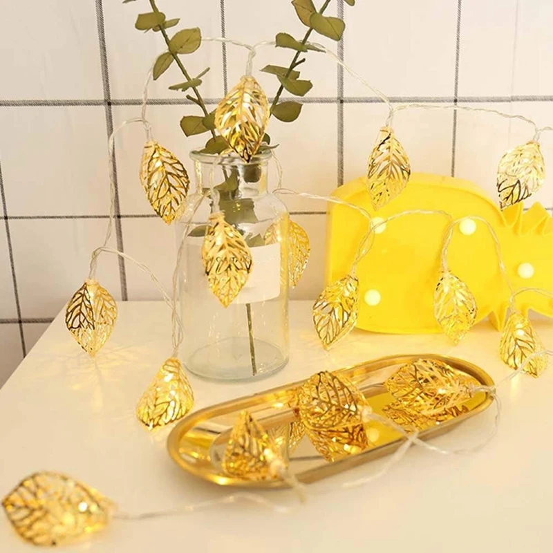 

3 Meter 20 LED Golden Metal Feather USB String Lights,Used for Christmas,Halloween,Party Wedding,Home Decoration.2Pcs