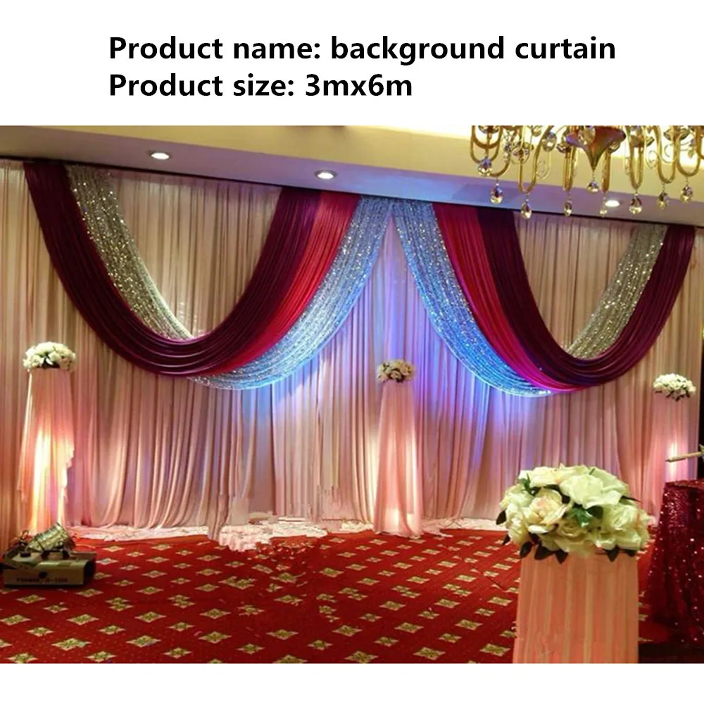 

10ft*30ft (3m*6m)wedding Backdrop Curtain Wedding Drapes Backdrop With Sequin Swag For Event Party Banquet Stage Background