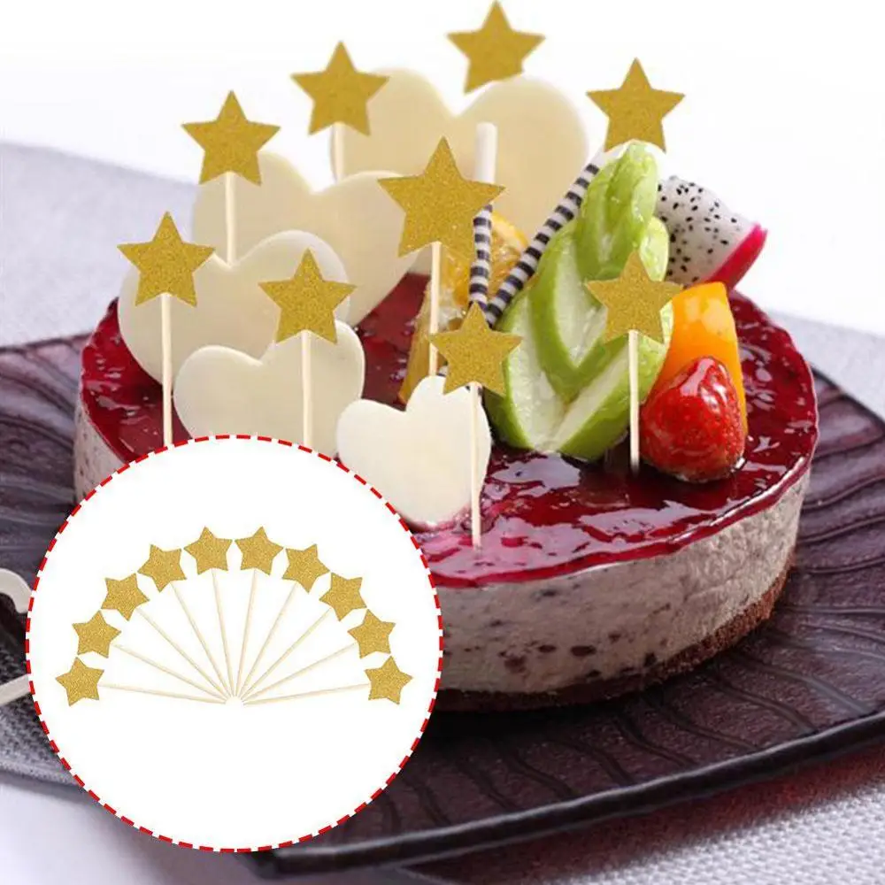 10 шт. блестящие звезды для выпечки тортов топперы кексов украшения разных