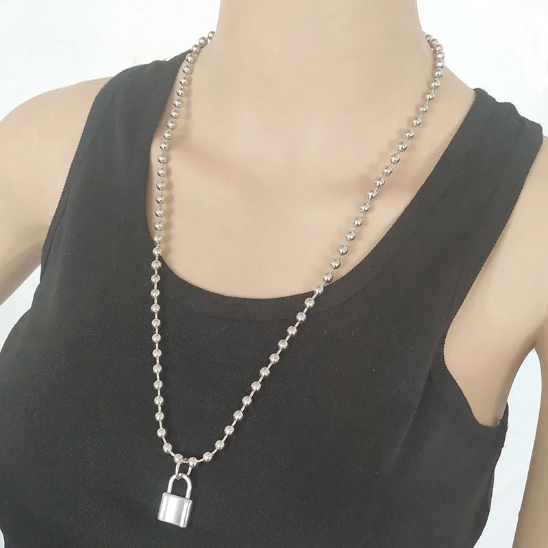 Мужские Базовые цепи из нержавеющей стали круглое ожерелье унисекс с бусинами и