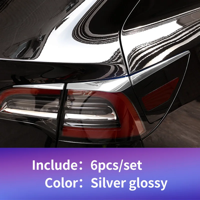 glossy silver 6pcs Задние фары для Tesla модель 3 аксессуары/автомобильные аксессуары модель 3 tesla три tesla модель 3 карбон/аксессуары - Название цвета: glossy silver 6pcs