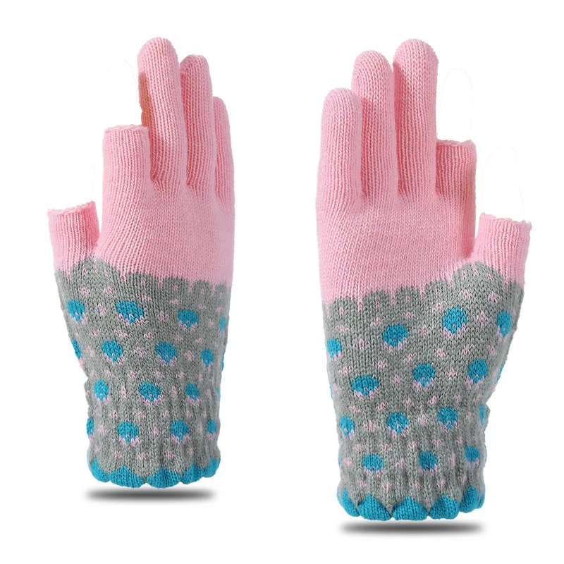

Winter Women Fingerless Gloves Skin-friendly Touch Screen Gloves Jacquard Gloves Plush Gloves Stylish Girls Knitted Gloves Hot
