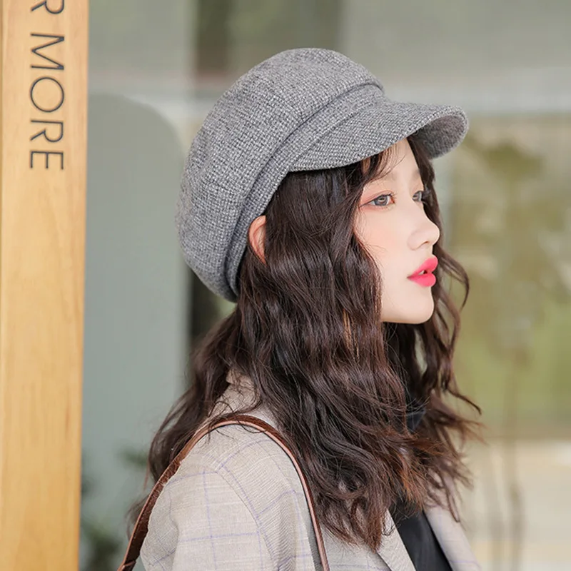 Женская шапка 2020 новый стиль осень-зима матовая и плотная восьмиугольная в