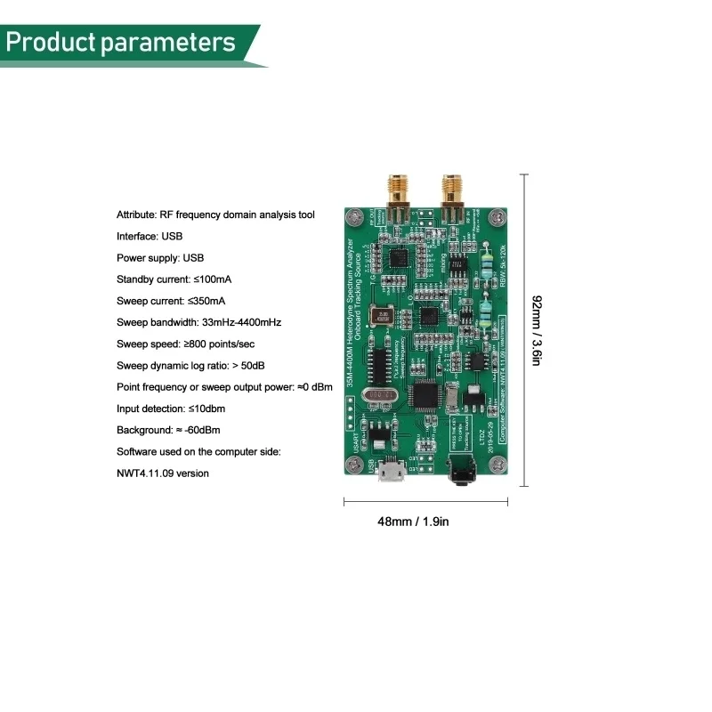 Анализатор спектра USB LTDZ 35 4400M источник сигнала с источником отслеживания PCB