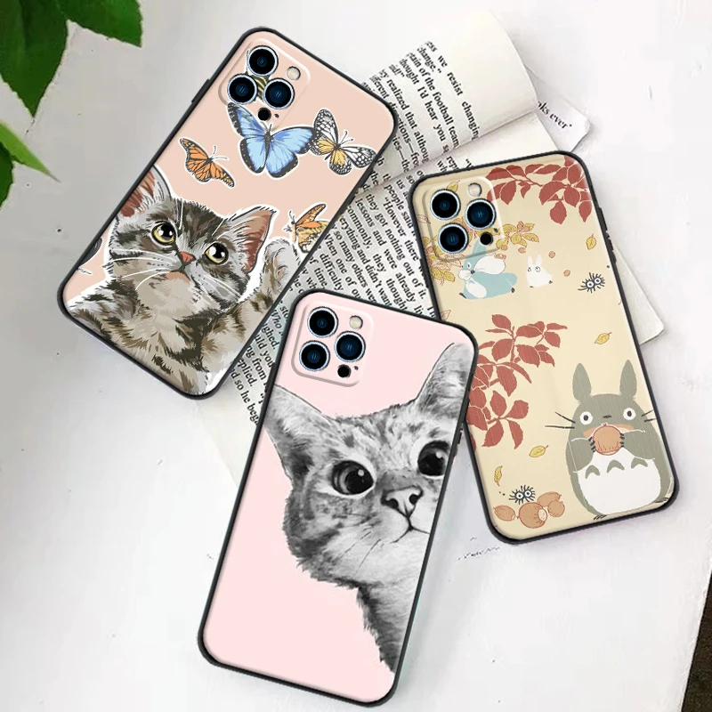 

Cute Cat Animation Fun Phone Case For iPhone 6 7 8 12 11 13 11Pro 12mini XR XS 12Pro MAX SE 2020 13 Pro Cartoon Soft TPU Funda