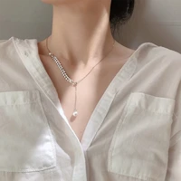 2021 new fashion simple temperament women chain necklace silver color pearl short clavicle necklace jewelry