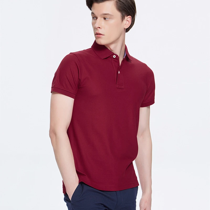 Мужская хлопковая рубашка-поло PADEGAO Однотонная с отложным воротником и короткими